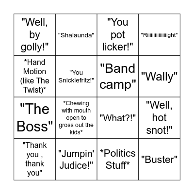 Grandpa Bingo Card