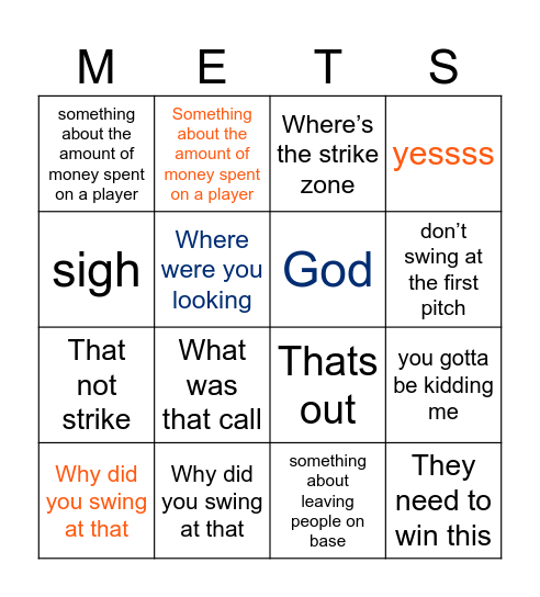 Dad Bingo Card