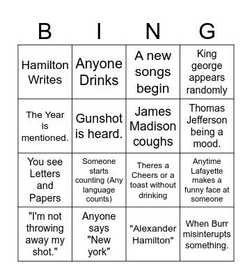 Hamilton Bingo Card Bingo Card