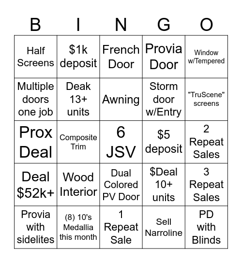 RBA Bingo Card