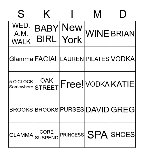 Donna's Birthday Bingo Card