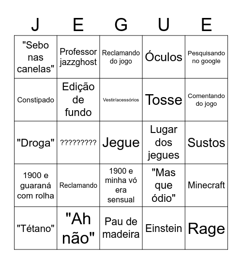 Jazzghost bingo Card