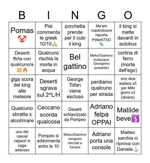 Gita Grecia 2k25 Bingo Card