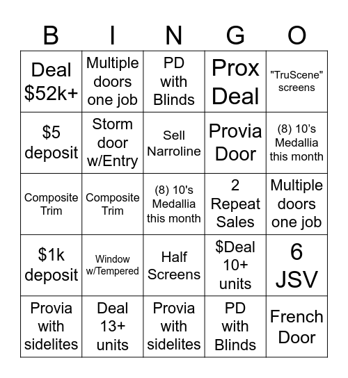 RBA Bingo Card