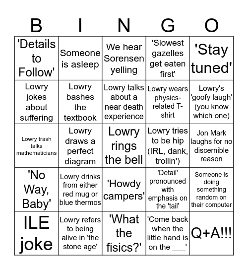 AP Physics C Bingo Card