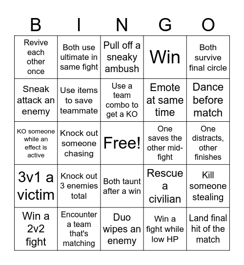 MY HERO ULTRA TUMBLE Bingo Card