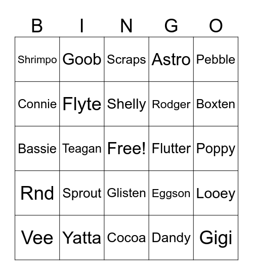 Dandy’s world bingo Card