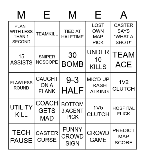 VCT Bingo Card