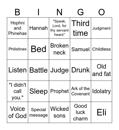 Story of Samuel Bingo Card