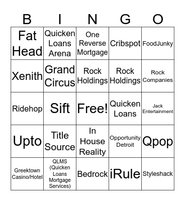 Family of Companies Bingo Card