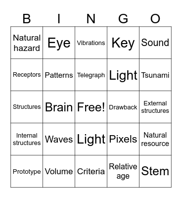 Vocab Bingo Card