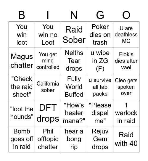 Vintage Bingo Card