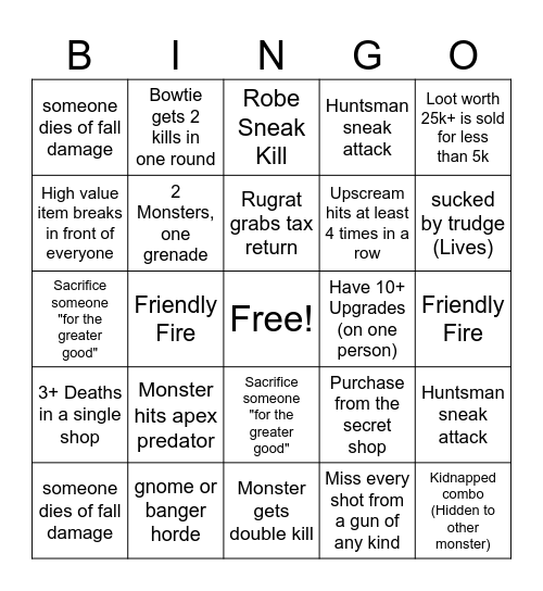 Repo Bingo Card