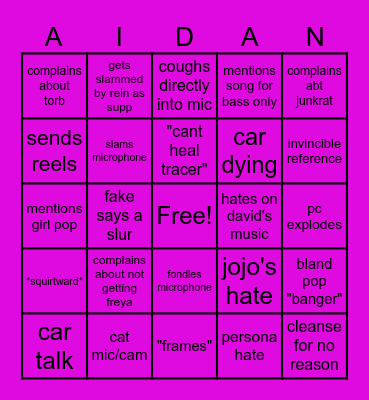 pain Bingo Card