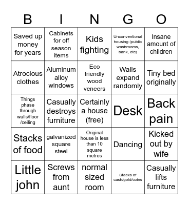 home design bingo Card