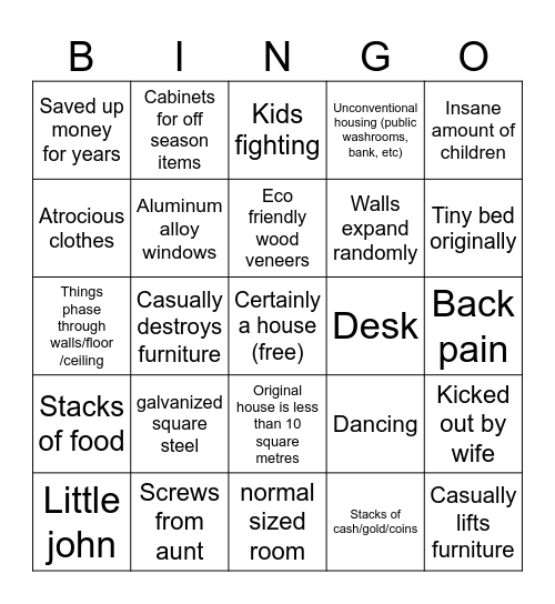 home design bingo Card