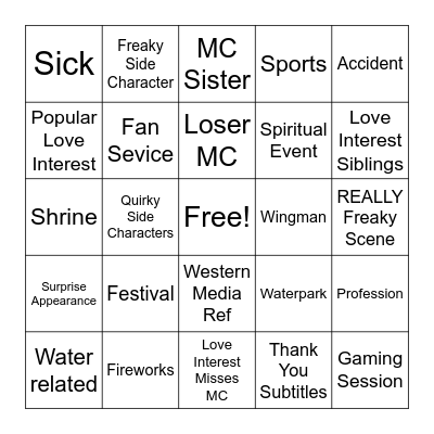 Nagatoro Bingo Card