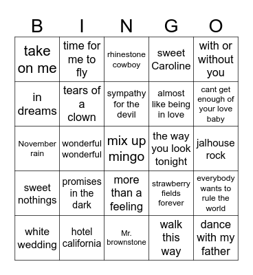 mix up mingo Bingo Card