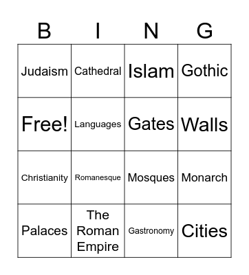 The Middle Ages Bingo Card