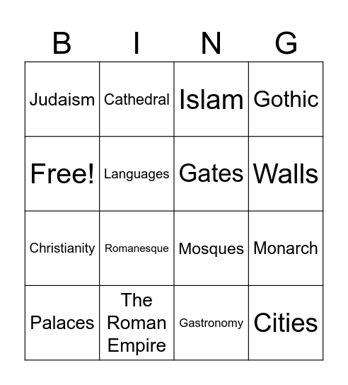 The Middle Ages Bingo Card