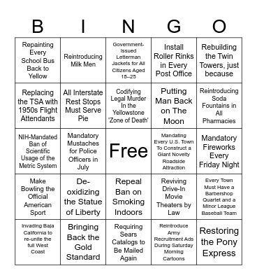 Trump II Executive Order Bingo Card Bingo Card