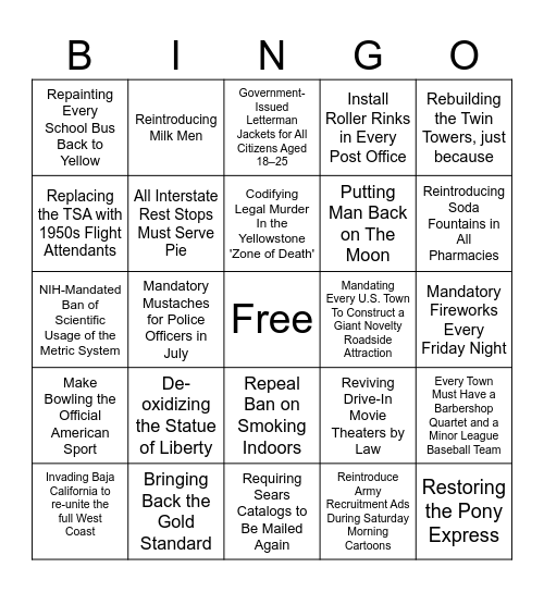Trump II Executive Order Bingo Card Bingo Card