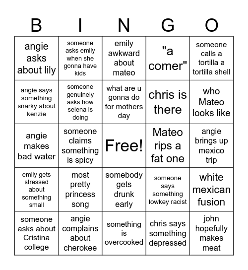 Cinco de Mayonnaise Bingo Card