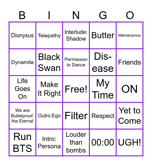 Round 3 Bingo Card