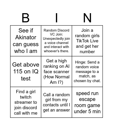 Desktop Bingo challenge Bingo Card