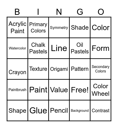 Art Bingo!!! #1 Bingo Card