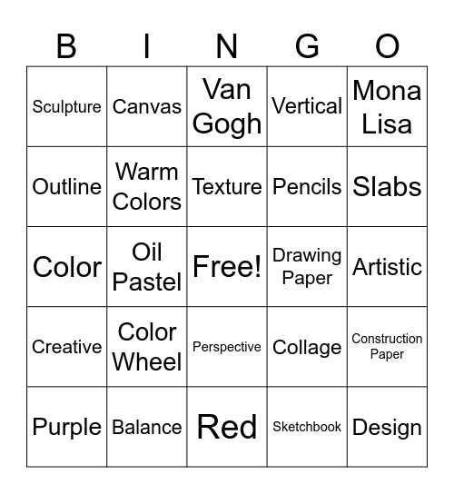 Artist Bingo Card