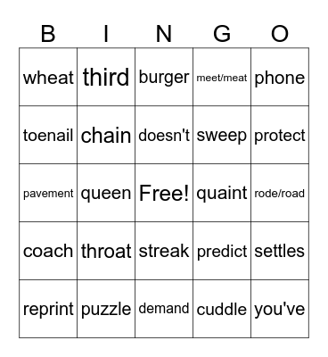 Spell Check Review Bingo Card