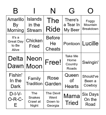 Country Classics 2 Bingo Card