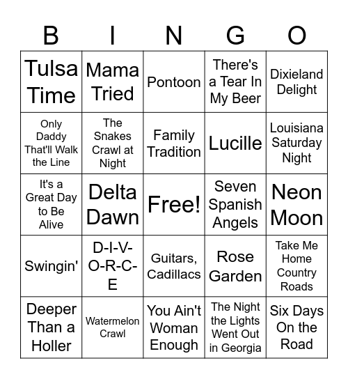 Country Classics 2 Bingo Card