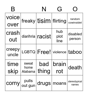 reeeeee Bingo Card
