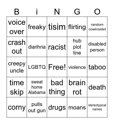 reeeeee Bingo Card