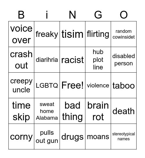 reeeeee Bingo Card
