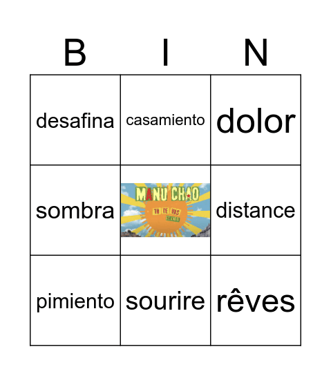 Tu te vas - Bingo Card