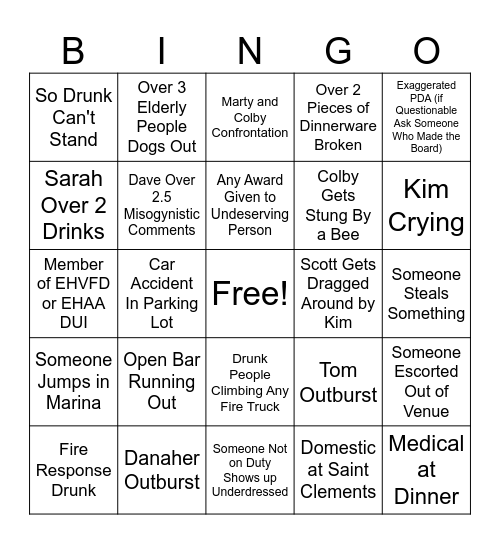 Banquet Bingo Challenge Bingo Card
