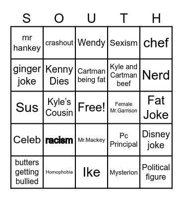 South park Bingo Card