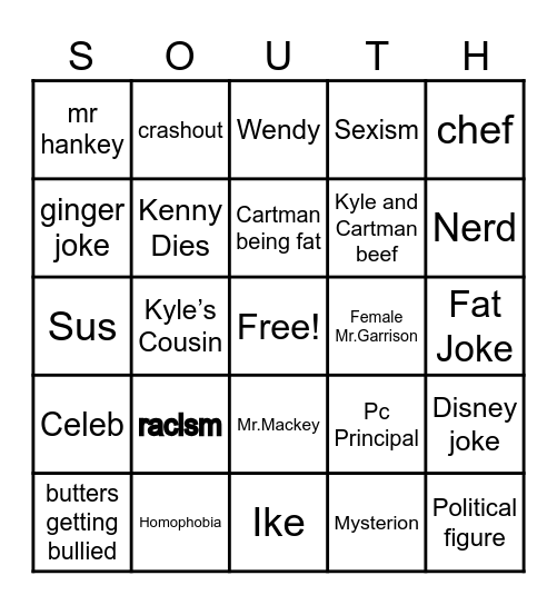 South park Bingo Card