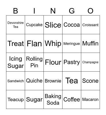 Australia's Biggest Morning Tea Bingo Card