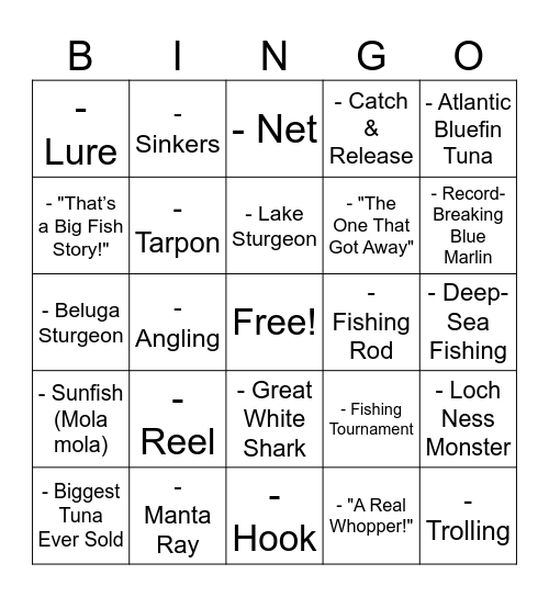Big Fish Bingo Card