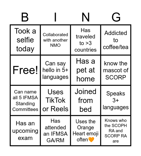 Heyy SCOPHeros! SCORPions! Bingo Card