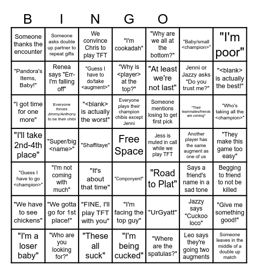 TFT Bingo Card