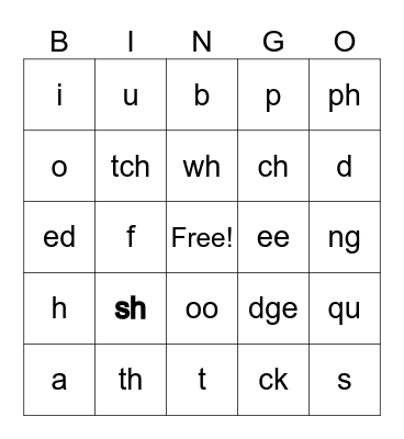 Phonics Fun! Bingo Card