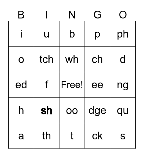 Phonics Fun! Bingo Card