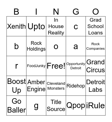 Family of Companies Bingo Card