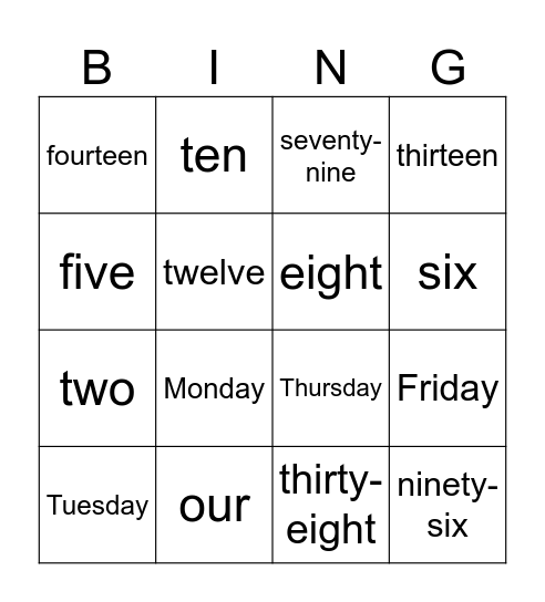 Errors revision Bingo Card