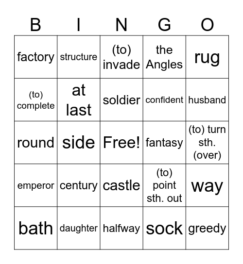 Go Ahead - Unit 3 vocabulary Bingo Card